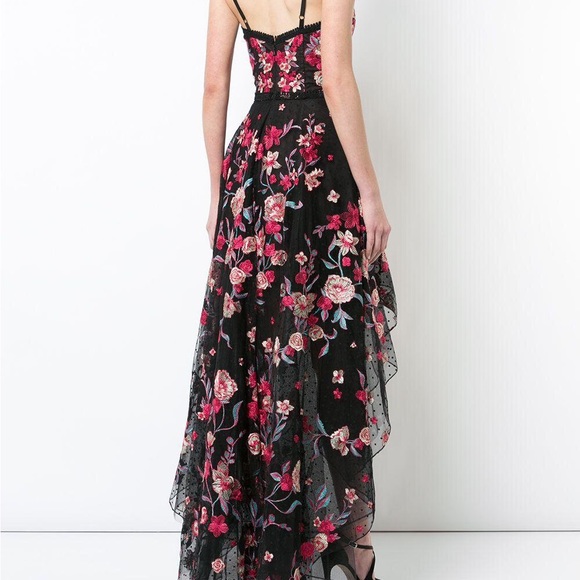 Marchesa notte
Women's Black Embroidered High-low Flocked Tulle Gown - Picture 5 of 8